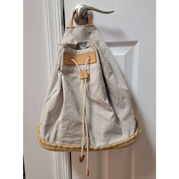 J.Crew Canvas Leather Strap Backpack 13x13 - Picture 1 of 10